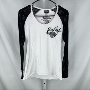 Harley Davidson Women’s Black White Long Sleeve Mesh Arms Size M